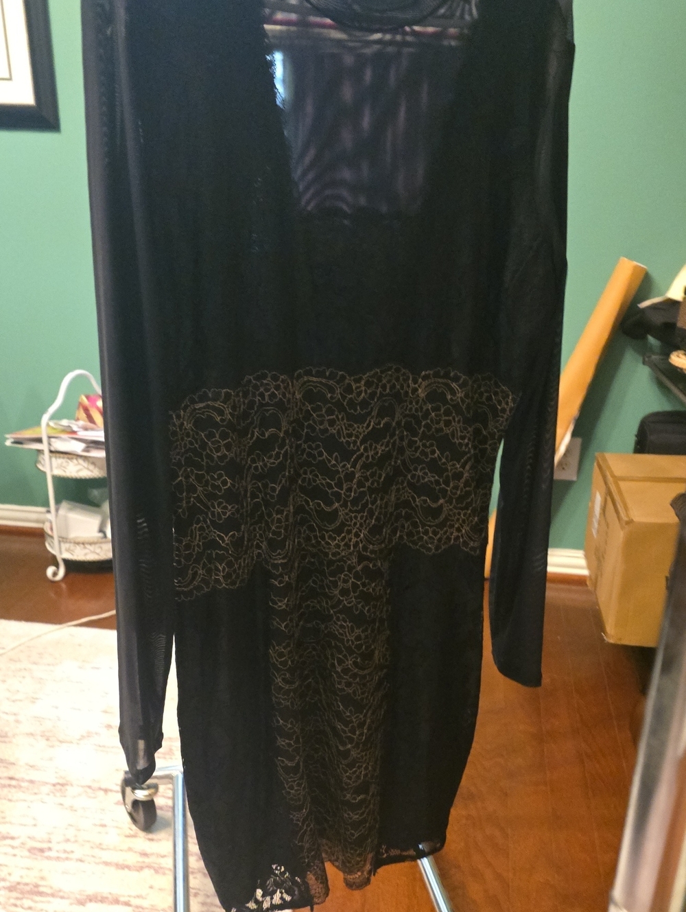 Guess Black Dress with Gold Lace Accents
